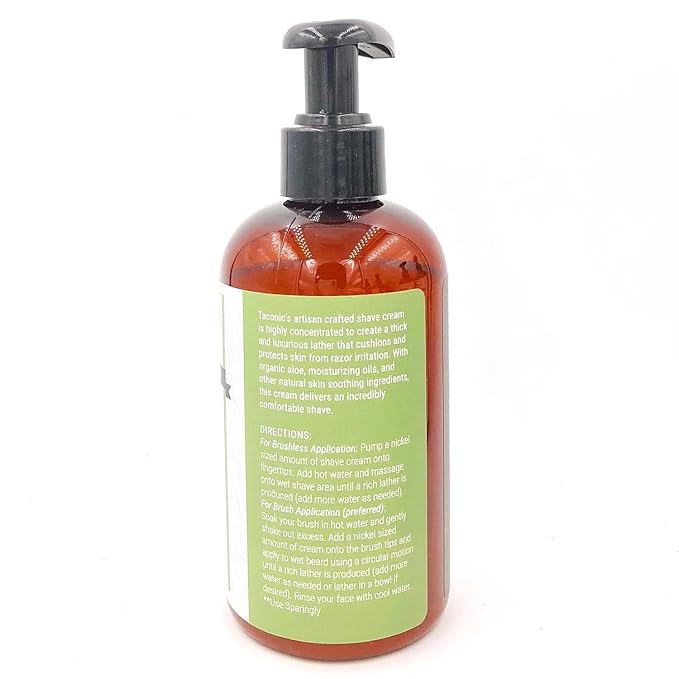 Taconic Shave, Natural Shaving Cream - Urban Woods Scent with hints of Tobacco and Bergamot -Ultra-Rich High Lather Formula – Natural Shave Cream for Men in 8 oz. Pump Bottle – Scented Shaving Cream