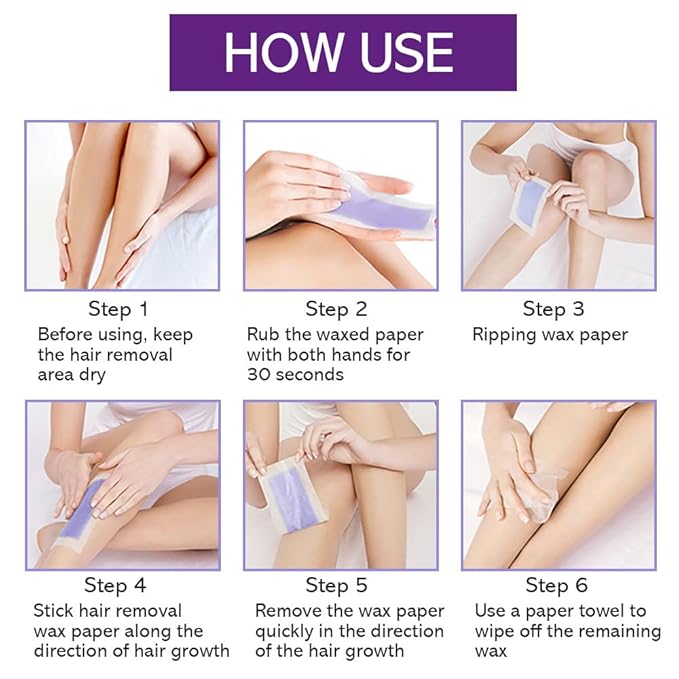 Wax Strips 100 Strips body wax strips Wax Strips for Hair Removal Facial Hair Removal for Women Waxing Kit for Face, Body, Arms, Legs, Chest, Back, Bikini & Brazilian 12 bagsCalming Oil Wipes (100)
