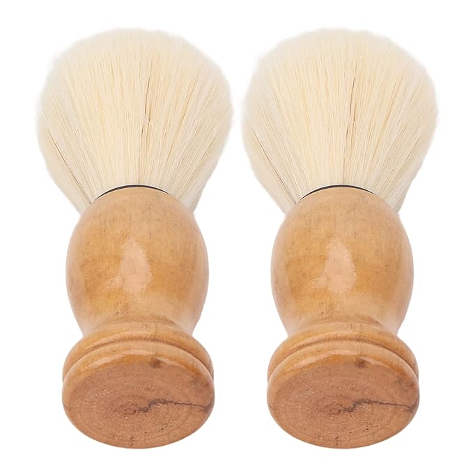 2pcs Mini Shaving Brush, Beard Shaving Brush, Wooden Handle Shave Brush, Professional Men Shaving Brush, for Travel Home Use
