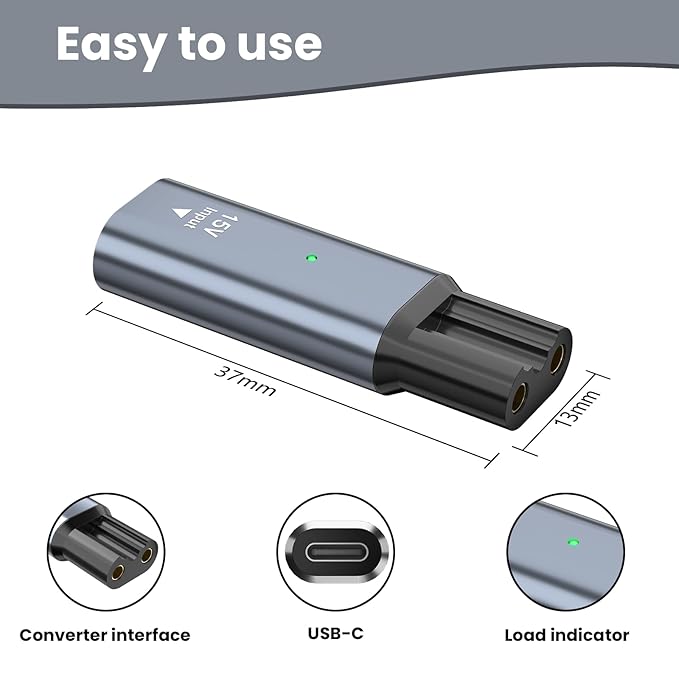 Newding15V HQ8505 Adapter Charger Compatible with Philips Electric Shaver Razor Series 3000 5000 6000 7000 9000 (Older Shaver), Beard Trimmer Multigroom for Type-C Converter, 1PC