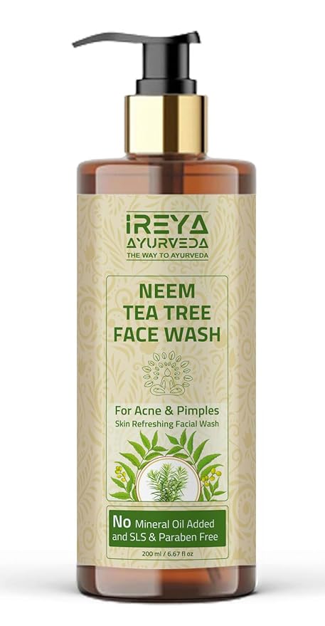 Neem Tea Tree Face Wash 200ml (6.76oz) with Neem Extract & Tea Tree Oil | Moisturizing Cleanser for Men and Women, Gentle Daily Wash for Soft and Smooth Skin