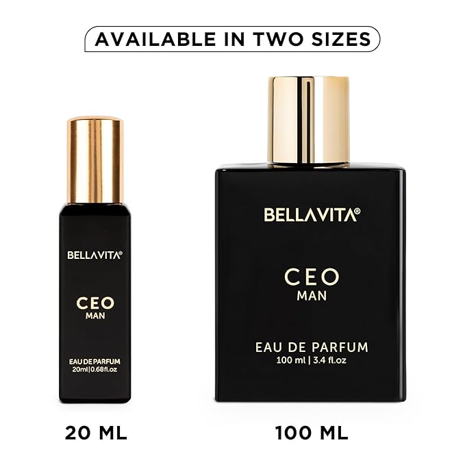 BellaVita Luxury CEO Man Eau de Parfum Travel Size Edition 20 ml | Mens Travel Fragrance | Long-Lasting Mini Perfume with Lemon, Lavender, Agarwood| Compact Perfume for Men | Pocket Size
