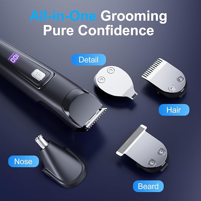Beard Trimmer for Men, All-in-One Electric Razor & Hair Clipper, Waterproof Cordless Mustache Grooming Kit, Rechargeable Beard Hair Nose Ear & Body Trimmer, Face Shaver, Gifts for Men Husband Father