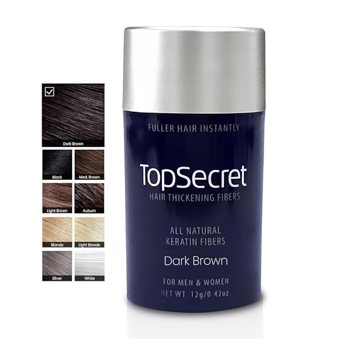 Top Secret Hair Thickening Building Fibers Refills - Undetectable & Natural Hair Filler - for Men & Women - Instantly Fill In Fine Thinning Hair - Weather & Sweat Resistant (Dark Brown, Regular)