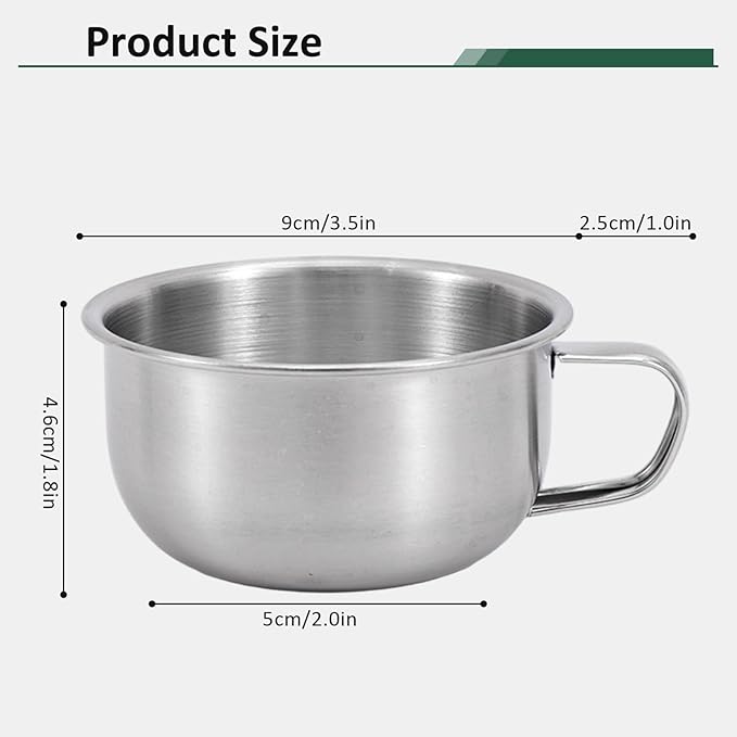Shaving Soap Bowl 200ml Stainless Steel Shaving Bowl Mug with Handle Metal Cup Shaver Cleansing Foam Tool for Men Soap, Mug, Shave, Cream