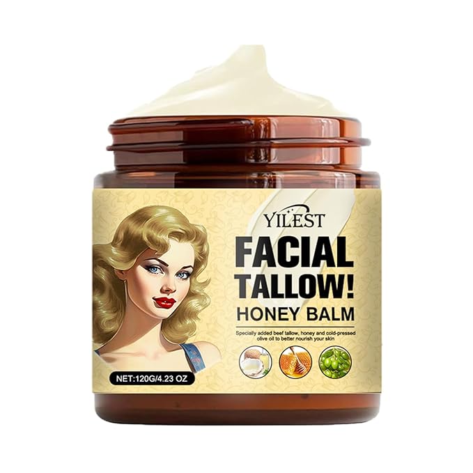 Tallow and Honey Balm - Beef Tallow for Skin 4OZ, 2025 Natural Tallow Face Moisturizer for Cracked, Dry Skin, Organic Hydrating Deeply Moisturizing Beef Tallow Cream for Face & Body Skin Care