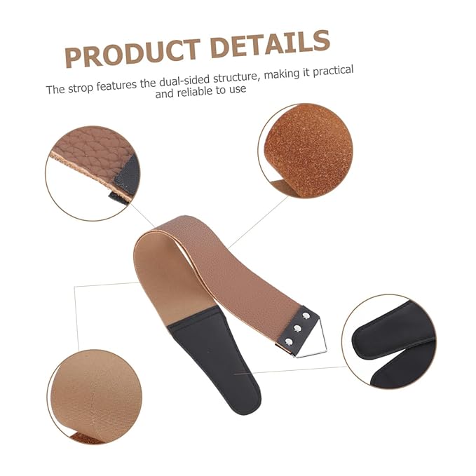 NOLITOY 2pcs Manual Razor Strop Tool for Barber Shop Use Double-sided Leather Shaving Strop for Straight Razors Canvas Sharpening Straps for Maintenance