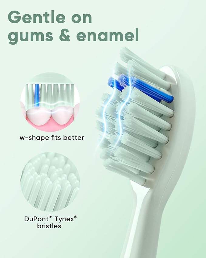 MySmile DY156 Electric Toothbrush for Adults, Rechargeable Sonic Battery Toothbrush Portable with 3 Brush Heads, 2 Mins 5 Modes Smart Timer, 45000VPM, One Charge for 60 Days - Green