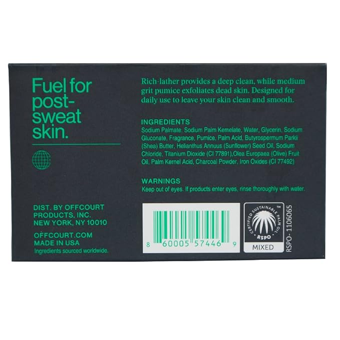 OffCourt Exfoliating Bar Soap – Whole Body, Deep Cleansing and Hydrating Soap for Men & Women - All Skin Types - Non-Drying Bar - Scent of Coconut Water + Sandalwood (5oz, 1 Pack)