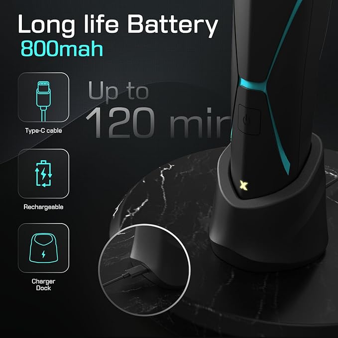 Brightman Electric Body Hair Trimmer for Men – Waterproof Cordless Groomer with Ceramic Blades LED Light & 120-Min Runtime for Chest Groin Armpits Legs & Travel