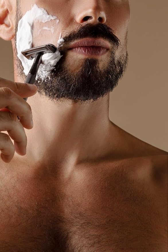 Men's Shaving & Grooming Set, Double Edge Safety Razor, Shaving Brush, Razor & Brush Stand,10 Blades, Shaving Bowl, Valentine Gift For Men, Gift for Fathers/Dads (Black).