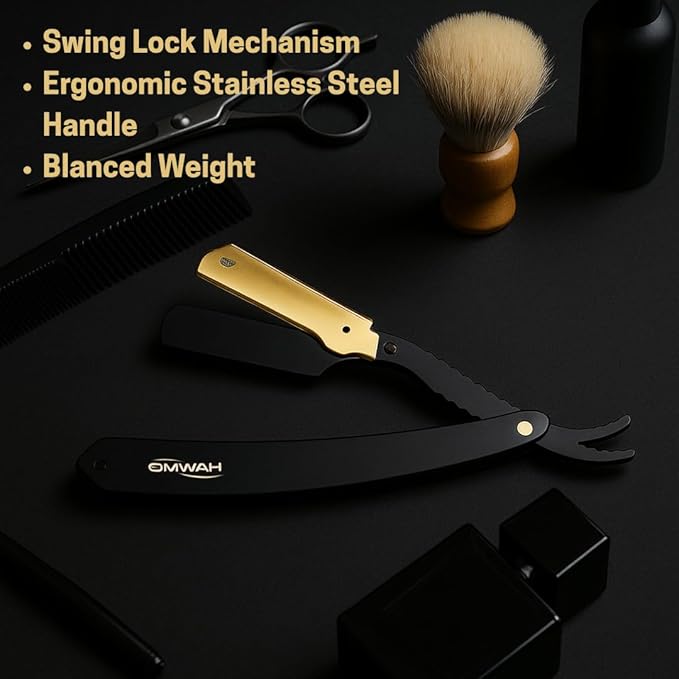 OMWAH - Professional Barber Straight Edge Razor (Swing Lock)