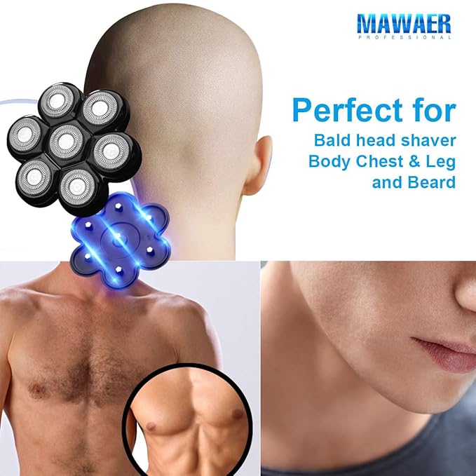 Universal Magnetic 7 Blades Head shaver replacement heads Compatible with Freedom Gold series Head Shaver, and Many Brands, Shaver Replacement Heads for Head Shaver Universal replacement heads