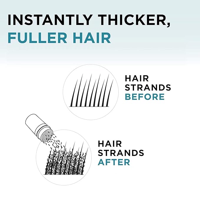 Hair Building Fibers for Thinning Hair with Spray Applicator Pump Nozzle - Natural & Undetectable,Instantly Thicker Fuller Hair Conceals Hair Loss 30 Sec,4 Shades for Men & Women,27.5g (Dark Brown)