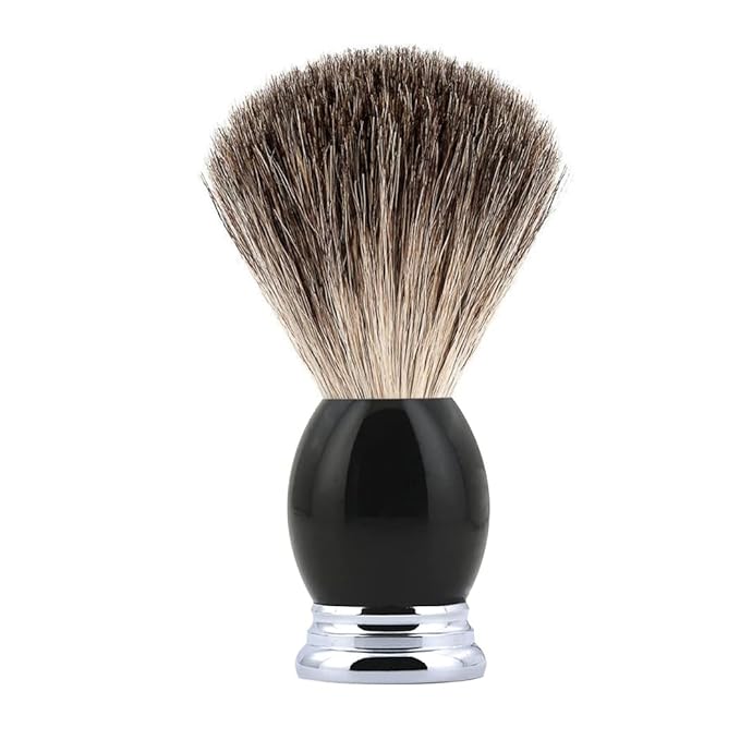 Grandslam Luxury Badger Shaving Brush Handmade Pure Badger Hair Brush with Black Resin Handle Heavy Alloy Base + Badger Bristle