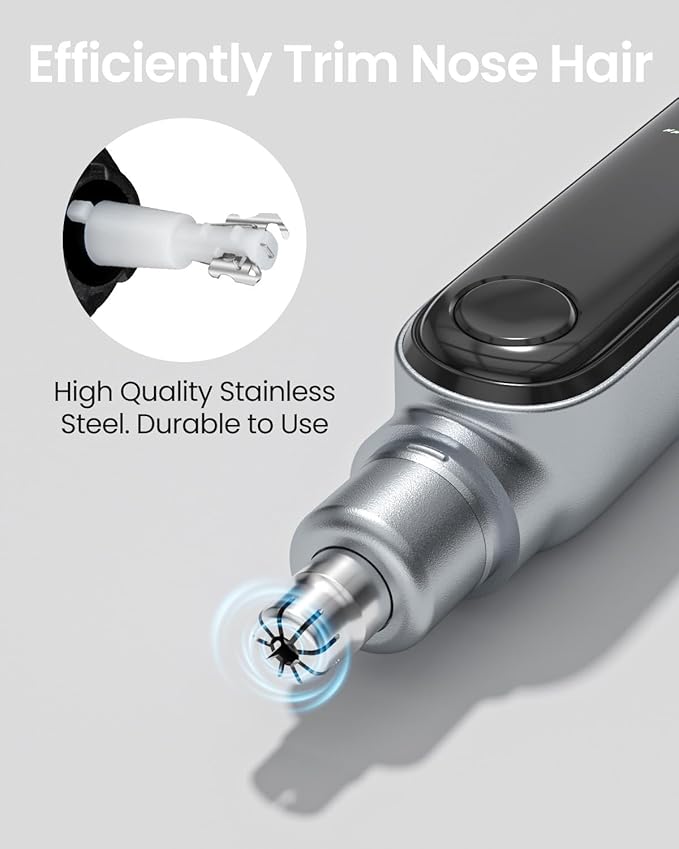 SUERBEATY Nose Trimmer for Men with LED Display, Rechargeable Nose and Ear Hair Trimmer, Painless Professional IPX7 Waterproof Dual Edge Blades, Easy to Clean, Black