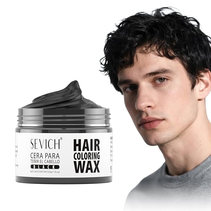 SEVICH Temporary Hair Color Wax Black for Kids Women Men,Natural Instant Hair Wax Color,Premium Non Greasy,Easy to Wash,Travel Size,Perfect for Halloween, Children's Day,Cosplay & Parties,50g