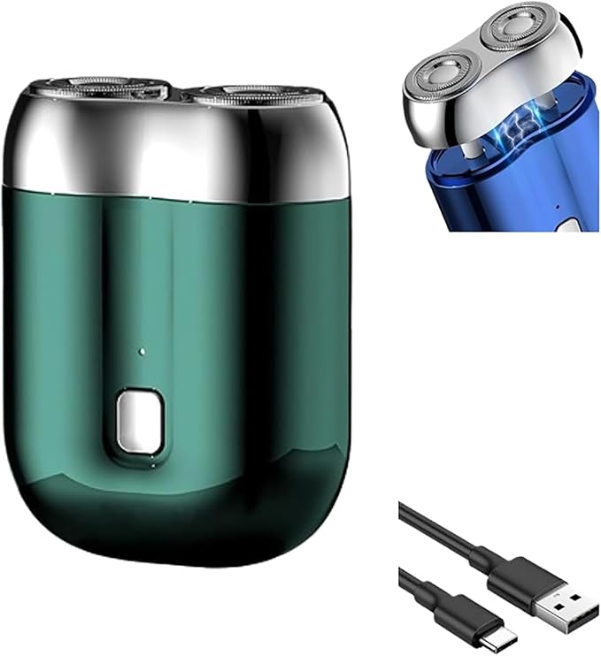 mini Double Head Electric Shave,USB Mini Portable Razor, Rechargeable Waterproof Compact Shave (Green)