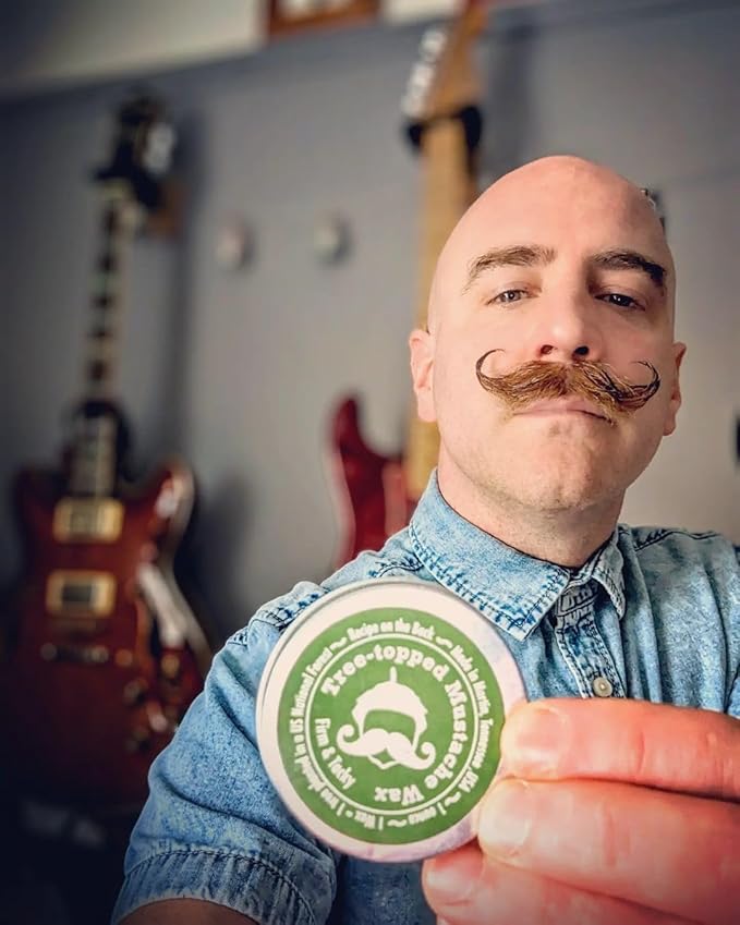 Tree-Topped Mustache Wax for Men – Firm & Tacky Hold with Natural Beeswax & Hempseed Oil – Styles, Shapes & Controls 1 Ounce (Pack of 1)