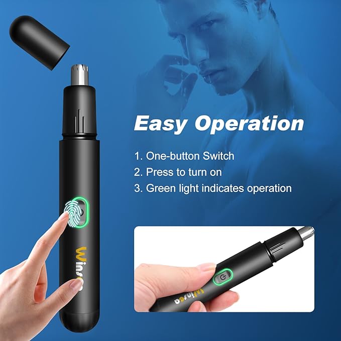 Precision Nose Hair Trimmer – 360° Safe & Efficient Electric Trimming, USB Rechargeable, Waterproof, for Nose, Ear, Eyebrows, and Beard Grooming