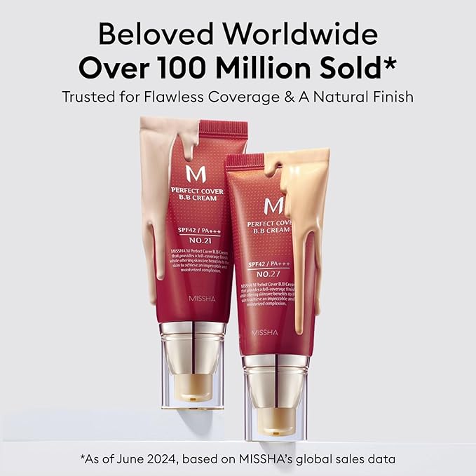 MISSHA M Perfect Cover BB Cream No.29 Caramel Beige - Medium/Tan with Warm Undertone SPF 42 PA+++ 1.69 Fl Oz - Tinted Moisturizer for face with SPF