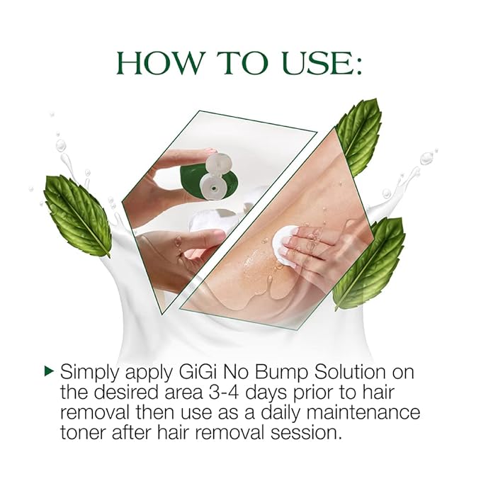 GIGI No Bump Skin-Smoothing Topical Solution, Helps Prevent Razor Burns, Hair Bumps, and Ingrown Hair After Waxing or Shaving, Soothes and Calms Skin, Suitable for Men and Women, 4 fl oz - 1 Pack