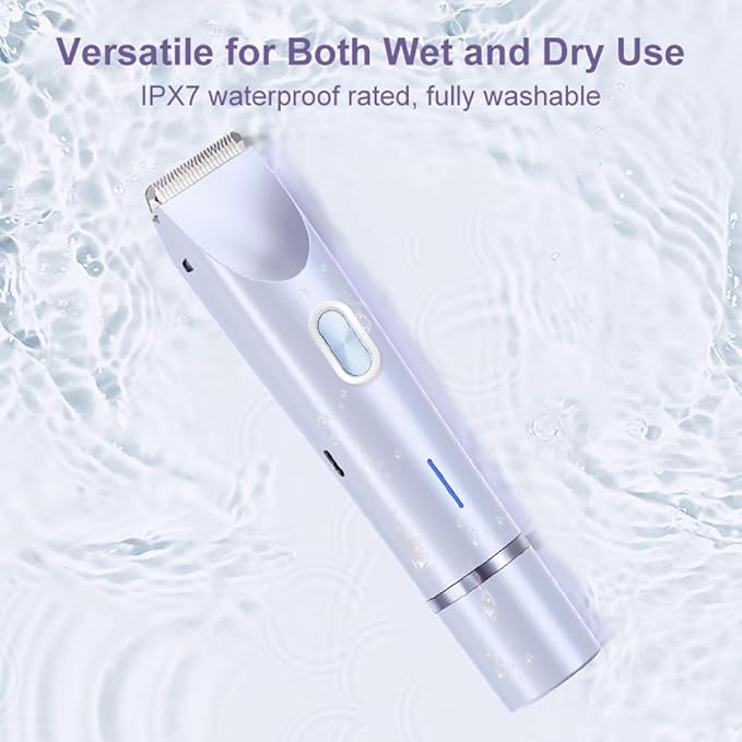 Women's Electric Shaver Bikini Trimmer for Women Razors 2-in-1 Dual Head Design IPX7 Waterproof Wet & Dry Use Body Groomer Hair Trimmer Remover for Facial Underarm Arm Face Leg Bikini (Blue)