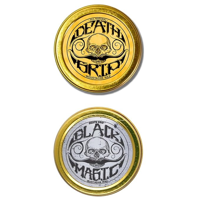 THE VINTAGE GROOMING CO. Death Grip and Black Magic Death Grip Extra Strong Hold Mustache Waxes Set