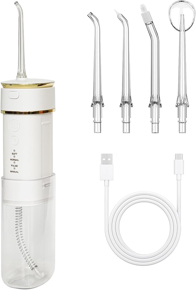 Water Flosser Mini Cordless Portable Rechargeable Oral Irrigator, Telescopic Water Tank with IPX7 Waterproof 3 Models, Suitable for Family Use and Travel