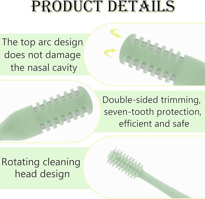 10Pcs Manual Nose Hair Trimmer, Double-Head Nasal Hair Cutter with Cleaning Brush, Nose Hair Trimmer for Men & Women, Daily Cleaning Grooming Tool