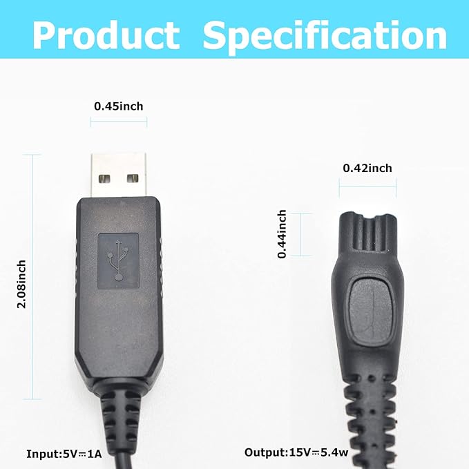 HQ8505 Shaver Charger Cord Fit for Philips Norelco HQ8505 3000 5000 7000 Series mg7790 mg5750 Electric Shaver Beard Trimmer 15V AC Adapter Power Supply Charging Cord 3.3Ft