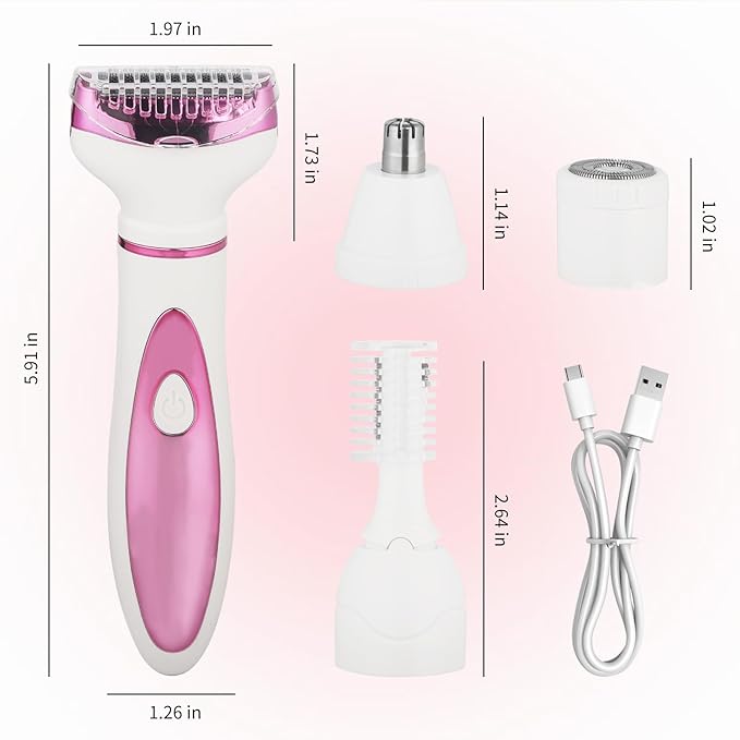 LED Display Electric Razor for Women Men,4 in 1 Rechargeable Wet & Dry Electric Shaver and Facial Hair Remover,2026 Painless Ladies Body Razors for Nose Face Body Leg Bikini Arm Hair