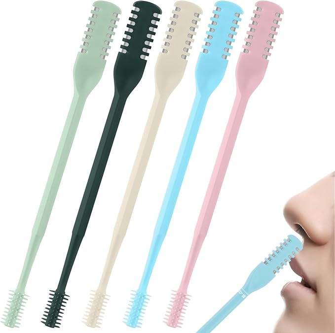 Fululuer 5Pcs 2-in-1 Nose Hair Trimmer, 2025 New Double Sided 360°Rotating Portable Nasal Hair Cutter, Nose Hair Remover for Men Women Home Travel (Multicolor)