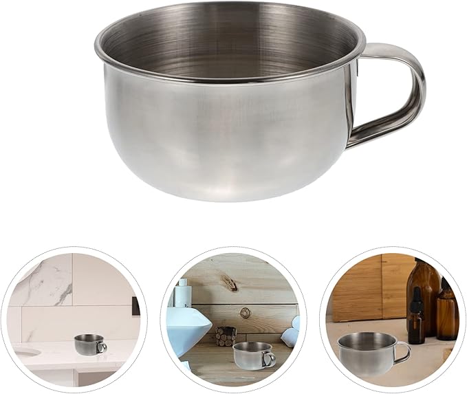 LIFKOME Stainless Steel Shaving Soap Bowl Bubbling Bowl Handle for Men Shaving Mugs Bubble Brush