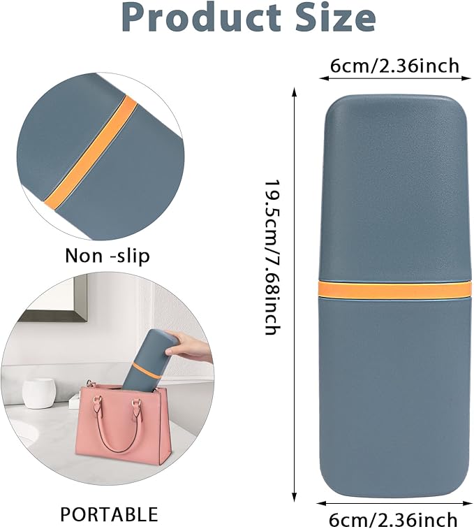 Travel Toothbrush Cup Case Portable PP Seal Tooth Brush Holders Cover Multi-Function Toothpaste Storage Container Cup for Home School Camping Business Trip Bathroom
