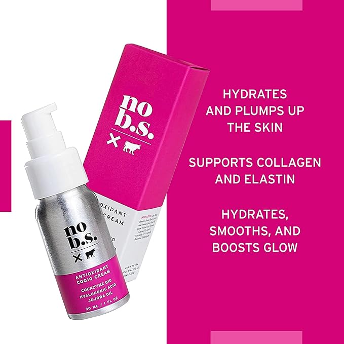 No Bad Stuff - Antioxidant COQ10 Cream, Daily Face Moisturizer with Coenzyme Q10, Hyaluronic Acid & Jojoba Oil, Protect, Firm & Smooth Skin, Gluten Free, Vegan, Travel Size, 1 FL Oz