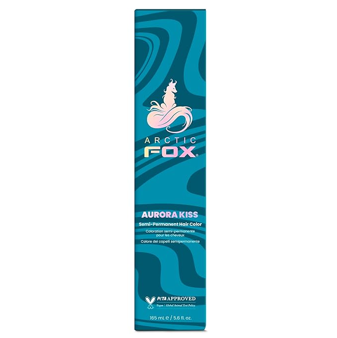 Arctic Fox Semi-Permanent Hair Dye, Vegan & Cruelty-Free, Ammonia-Free, Hydrating, Vibrant Blue Color, Aurora Kiss, For All Hair Types, DIY At-Home Color, 5.6 Fl Oz