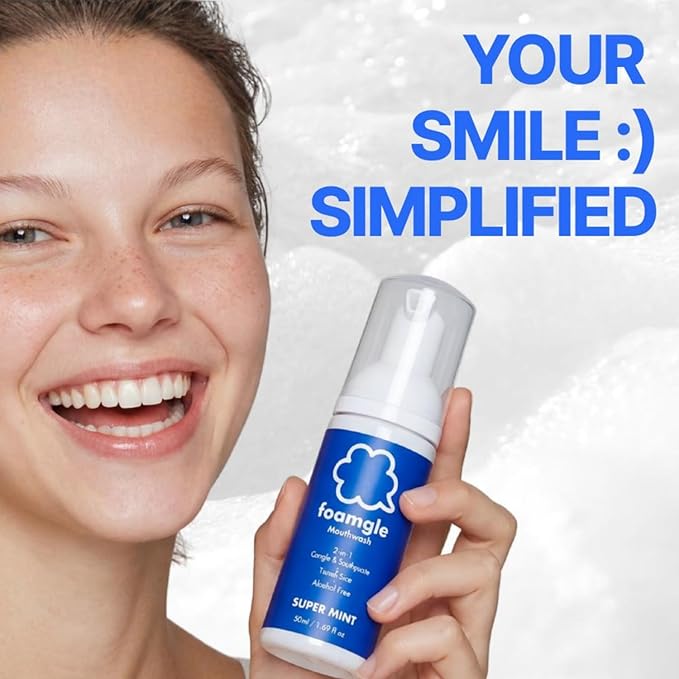 2-in-1 Foam Mouthwash & Toothpaste - Waterless Travel Size Oral Care, Portable Mouthwash Foam for Refreshing Breath, No Alcohol, Fluoride Free, Made in Korea 50 mL / 1.69 fl oz