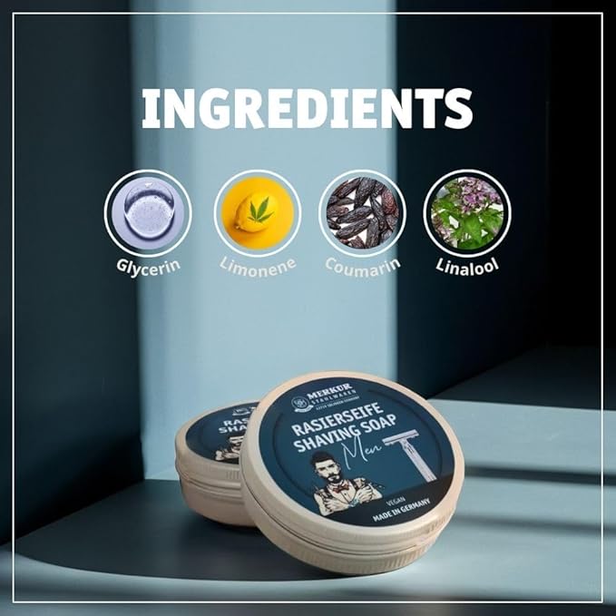 MERKUR Shaving Soap for Men | Vegan Shaving Soap | Smooth Shave | Lightly Fragranced | Perfect Lather | Moisturizing Hydrating & Gentle for All Skin Types - 100 Grams