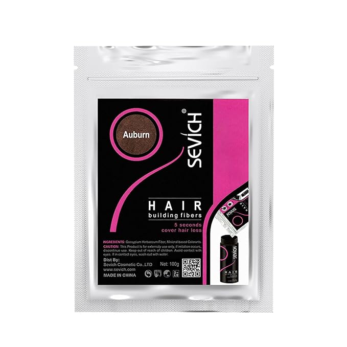 SEVICH Hair Building Fibers 100g - Instant Hair Thickening Powder for Thinning Hair, Natural Keratin Fibers for Men & Women, 5-Second Coverage, Unscented, Auburn