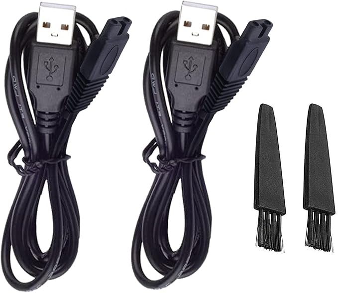 2PCS Shaver Charger for Solo Men's Rechargeable Full Body Hair Trimmer Replacement Electric Shaver Charging Cable 5V USB Charger with Cleaning Brush (2 Packs)
