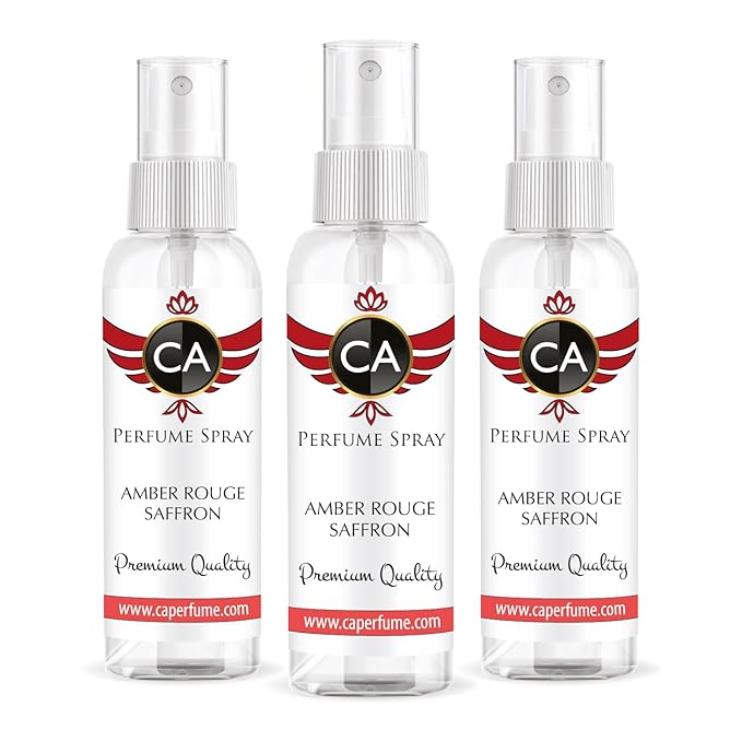 CA Perfume Amber Rouge Saffron For Women And Men Unisex Fragrance Eau de Parfum Spray Refillable Bottle 2 Fl Oz/60ml-X3
