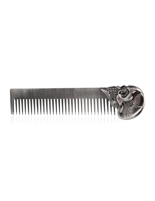Beard Comb Beard Mustache Pocket Comb Hair Comb for Men Zinc Alloy Hair Brush Mustache and Beard Styling Tool for Home Salon (silver)