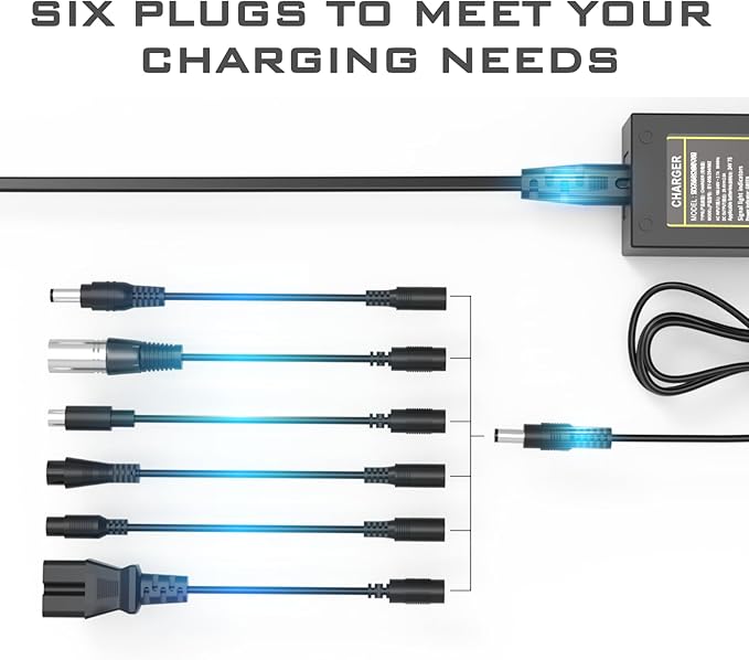 42V 2A Charger with 7 Plugs Universal for 36V Li-ion Battery, Fast Charger Replacement for Razor/Jetson/Voyage/gotrax/ninebot and Most 36V 10S Lithium Battery Device