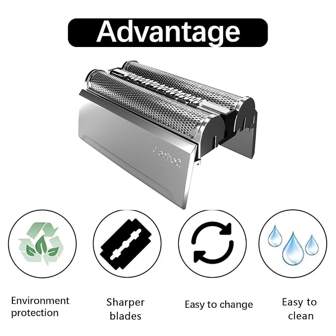 52S Replacement Head Compatible With Braun Series 5, 52S Wet and Dry Replacement Foil and Cutter for Braun Electric Shaver S5 5020s 5030s 5040s 5050cc 5070cc 5090cc