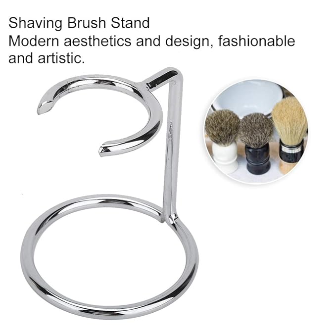Men Razor and Shaving Brush Stand, Stainless Steel Shave Brush Holder Razor Storage Protect Shaving Kit Fits Most Razors and Brushes for Salon Home Travel