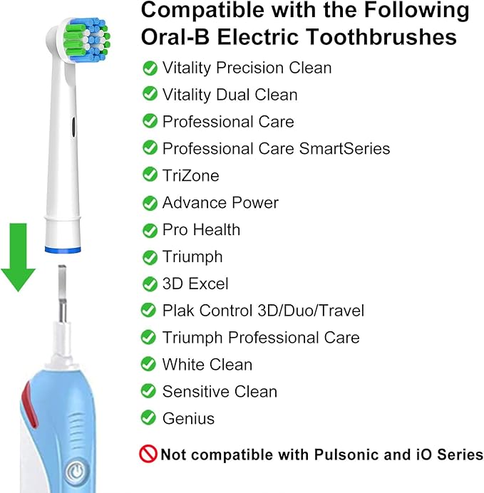 Replacement Toothbrush Heads Compatible with Braun Oral B, 20 Pack Professional Electric Brush Heads for Oral B Replacement Heads Refill Pro 1000/1500/4000/7000/8000/9600 Etc.