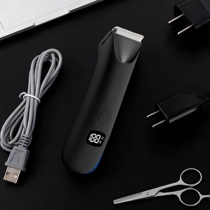Body Trimmer for Men - Shavers Digital Display Low Noise Groomer, Intimate Pubic Balls Back Armpit Chest Arm Razor, Electric Personal Hygiene Tool | Waterproof Cordless Rechargeable Grooming Kit