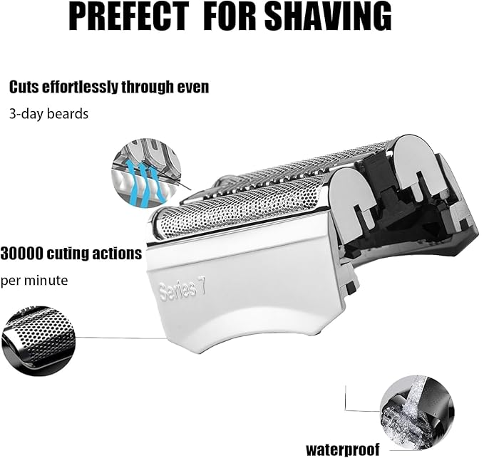 70S Series 7 Replacement Shaver Heads Compatible with Braun S7 Replacement Head Wet and Dry, 70s Blades for Braun Series 7 Electric Foil Shavers 720,750CC, 760CC,790CC,9565