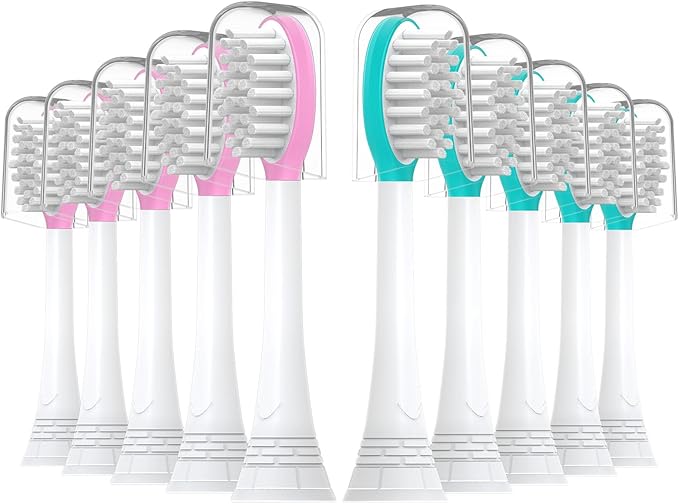 Kids Replacement Toothbrush Heads 10 Pack for Philips Sonicare Electric Toothbrush Soft Brush Head for Child 7+ for Boy Girl,5pink+5blue